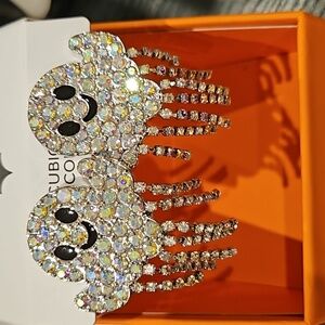 New pierced bling rhinestone ghosts earrings